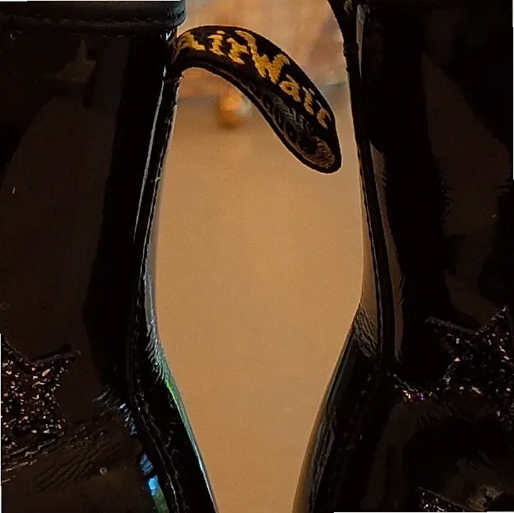 Dr. Martens 1460 Y Black Patent Leather Star Glitter Boots Zip Womens 6 Mens 5